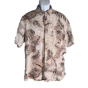 TASSO ELBA ISLAND Men's‎ Short Sleeve Button Down Floral Silk Shirt Brown XL